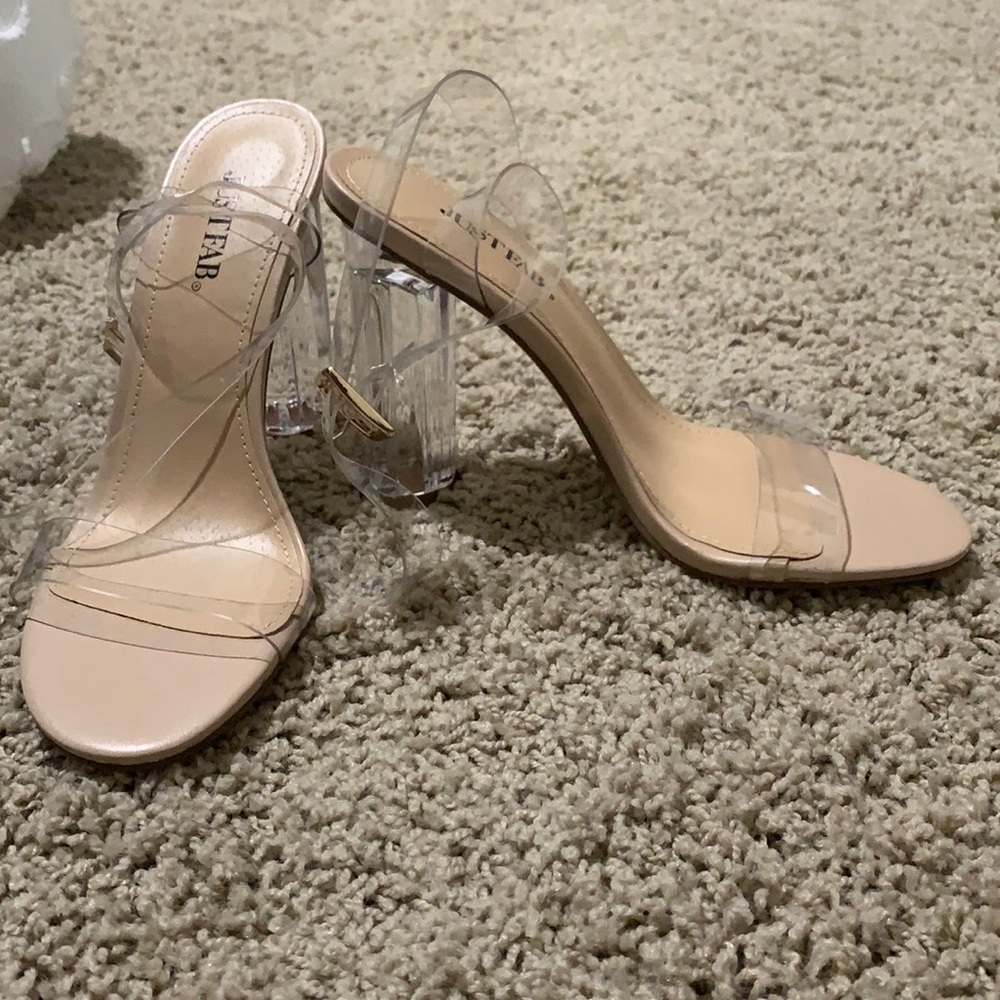 JustFab clear strappy heels